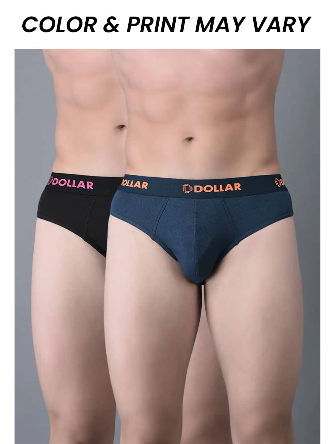 Dollar Bigboss Men's Pack of 2 Cotton Superior Snug Fit Solid Brief (Colour May Vary)