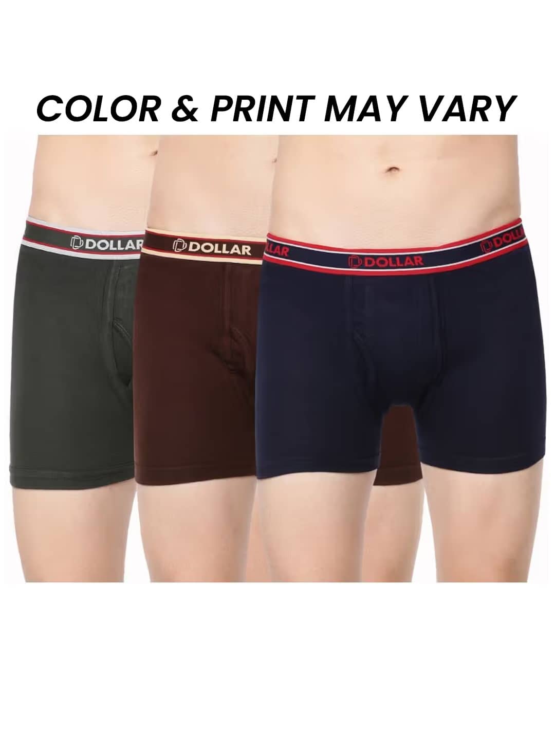 Dollar Bigboss Men's Pack of 3 Solid Combed Cotton Classy Trunk With Fly Front Access (Colour May Vary)