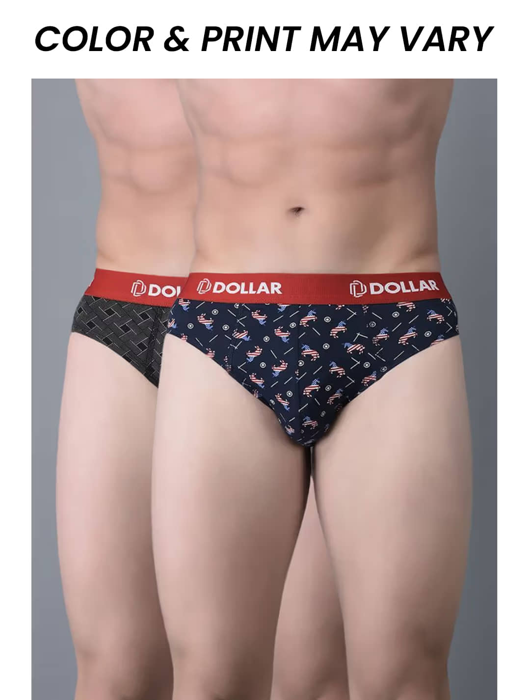 Dollar Bigboss Men's Pack of 2 Combed Cotton Printed Brief (Colour May Vary)
