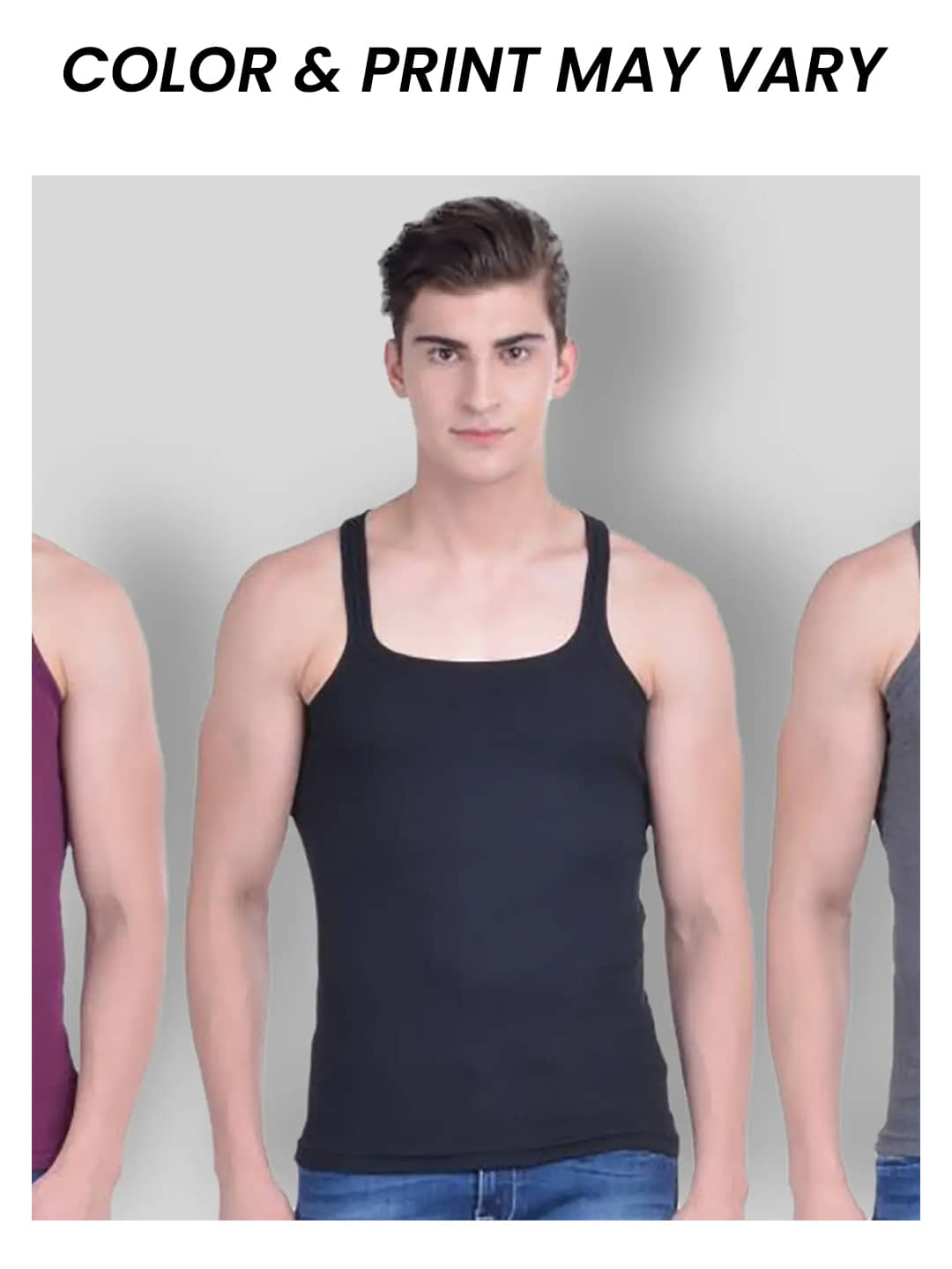Dollar Bigboss Men's Pack of 3 Solid Combed Cotton Racerback Styled Gym Vest (Colour May Vary) - Nightwear & Loungewear | Buy online on ZillyBuy