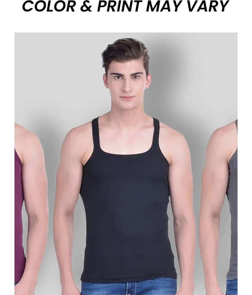 Dollar Bigboss Men's Pack of 3 Solid Combed Cotton Racerback Styled Gym Vest (Colour May Vary) - Nightwear & Loungewear | Buy online on ZillyBuy