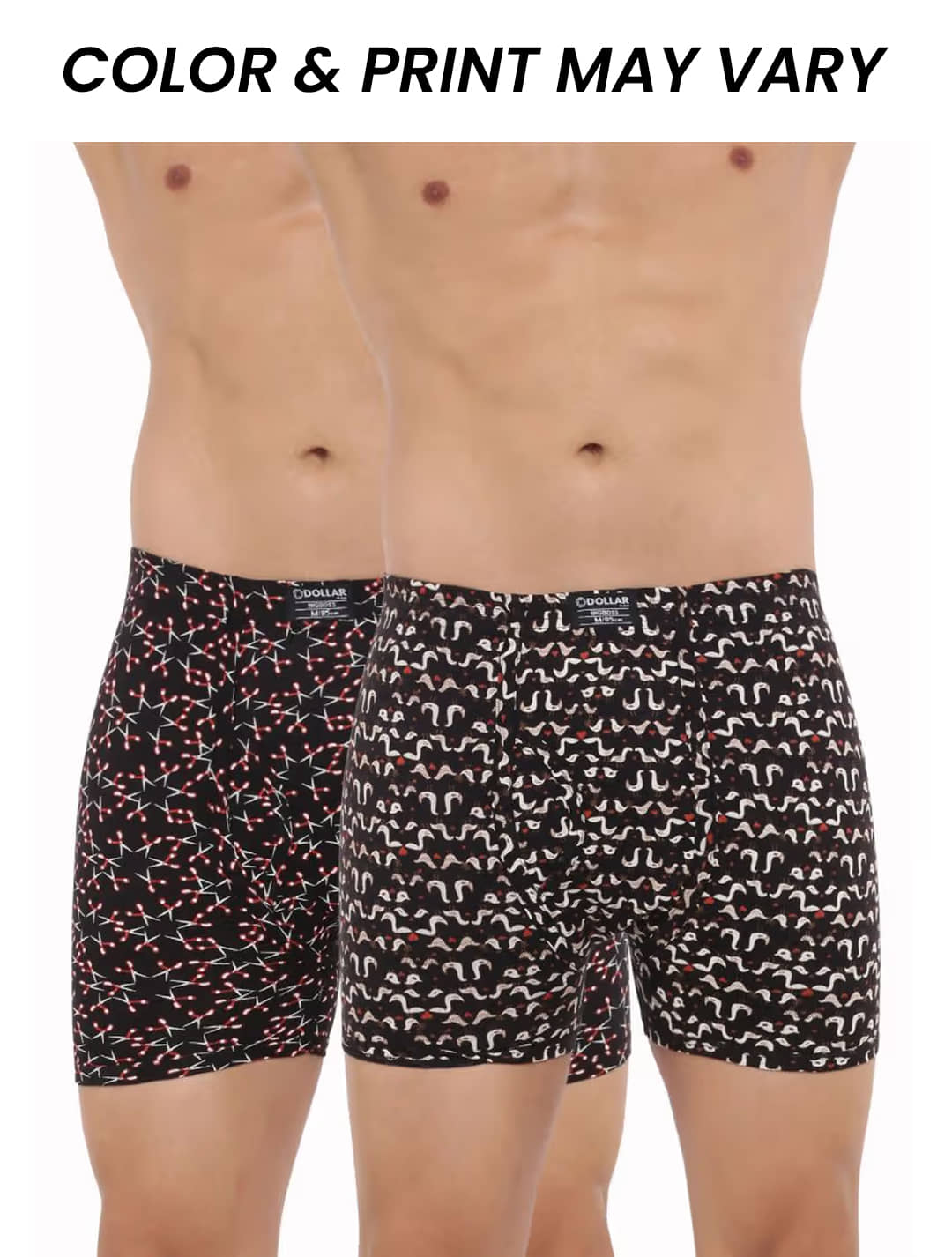 Dollar Bigboss Men's Pack of 2 Soft Combed Cotton Printed Trunk (Colour May Vary)