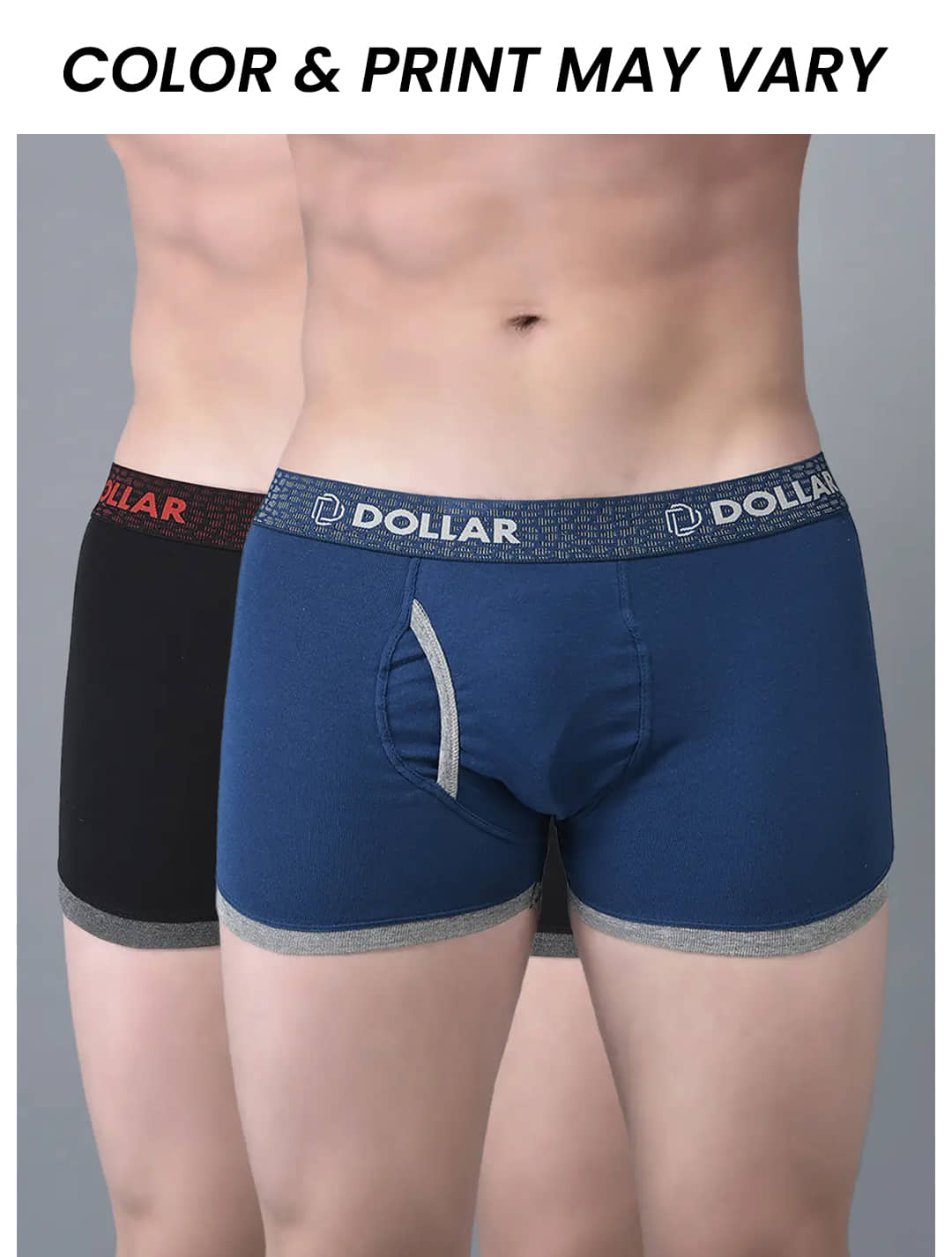 Dollar Bigboss Men's Pack of 2 Solid Combed Cotton Trunk With Contoured Pouch Support (Colour May Vary)