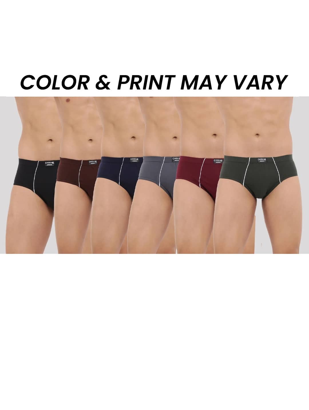 Dollar Bigboss Men's Pack of 6 Combed Cotton Solid Brief With Anti-Microbial Odour Control (Colour May Vary)