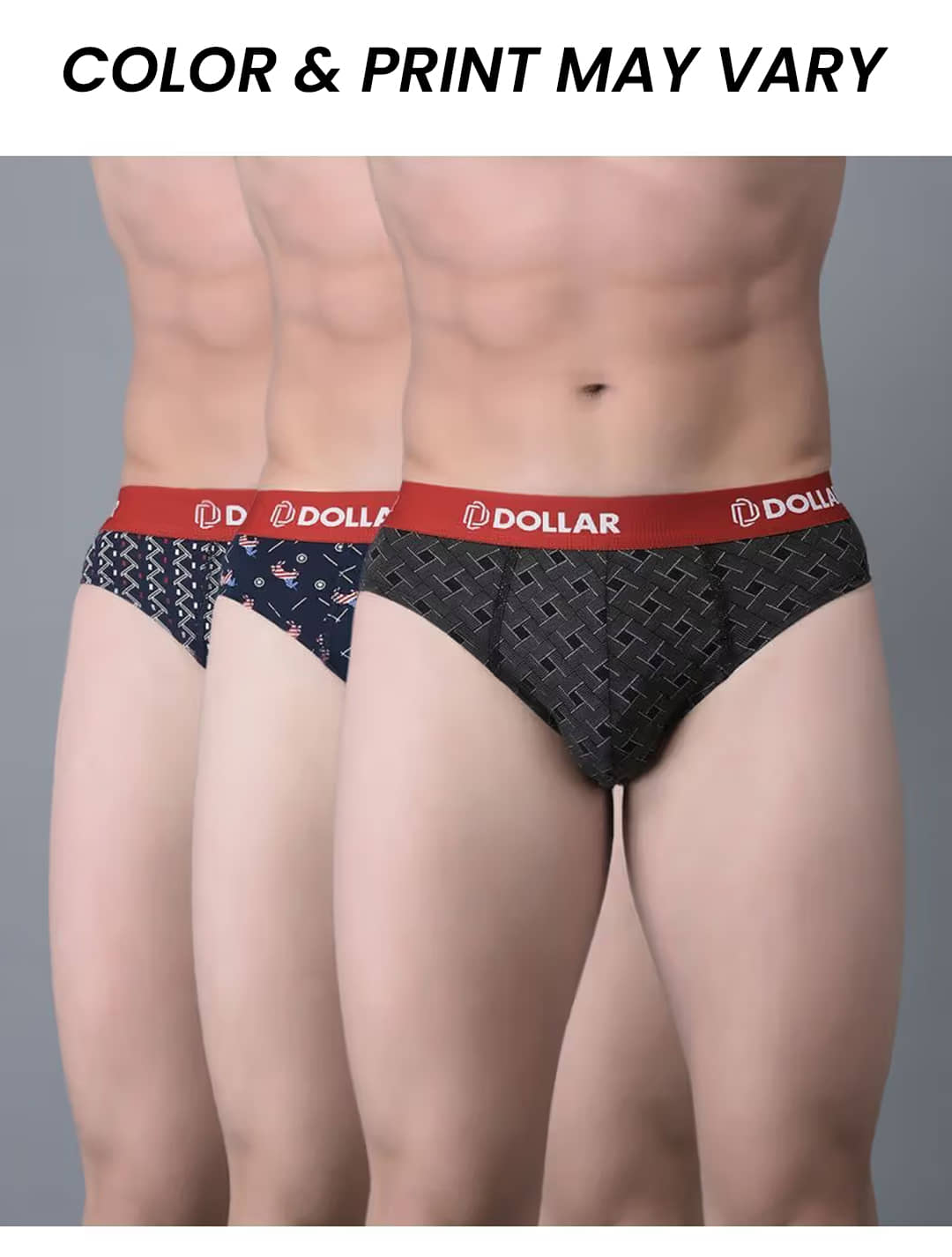 Dollar Bigboss Men's Pack of 3 Combed Cotton Printed Brief (Colour May Vary)