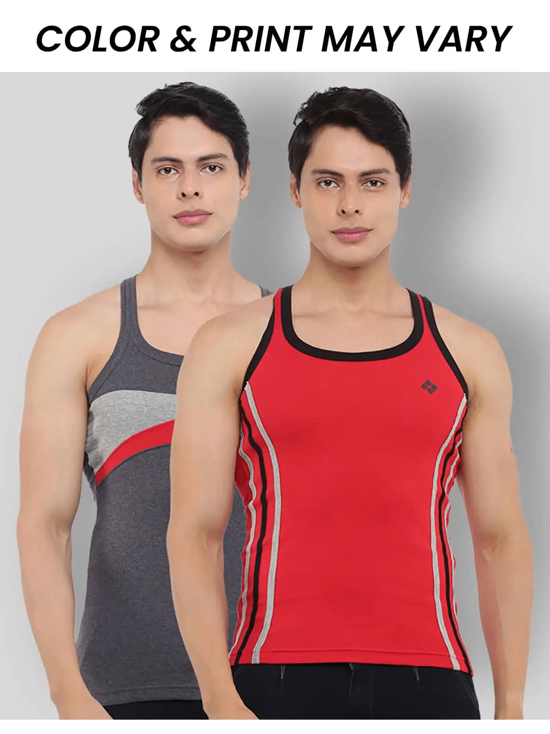 Dollar Bigboss Men's Pack of 2 Solid Combed Cotton Racerback Styled Gym Vest (Colour May Vary) - Nightwear & Loungewear | Buy online on ZillyBuy