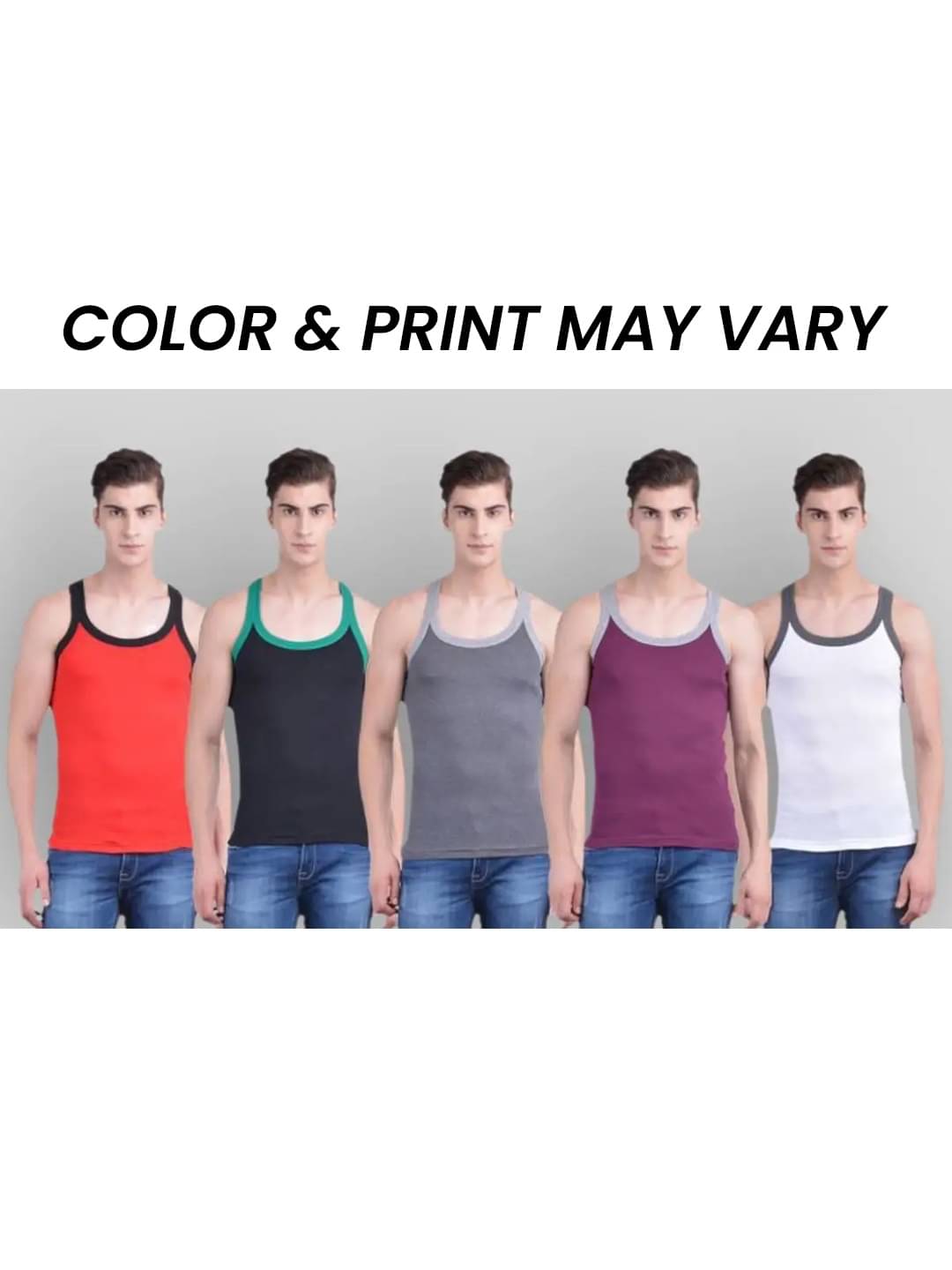     			Dollar Bigboss Men's Pack of 5 Solid Combed Cotton Racerback Styled Gym Vest (Colour May Vary)