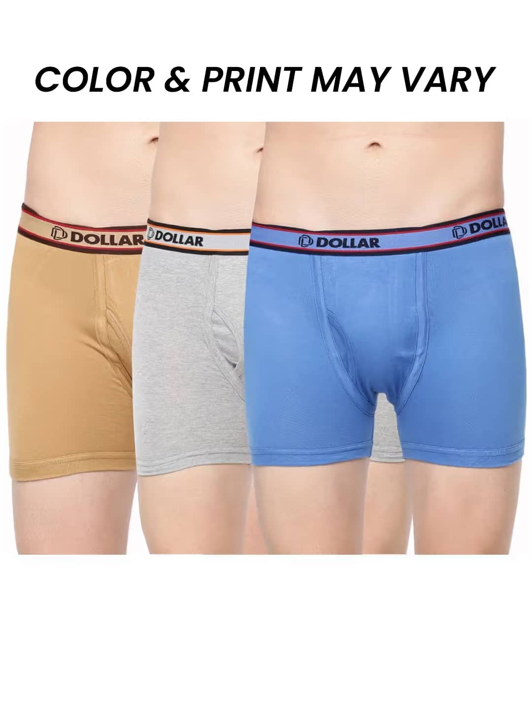 Dollar Bigboss Men's Pack of 3 Solid Combed Cotton Interlock Trunk (Colour May Vary)