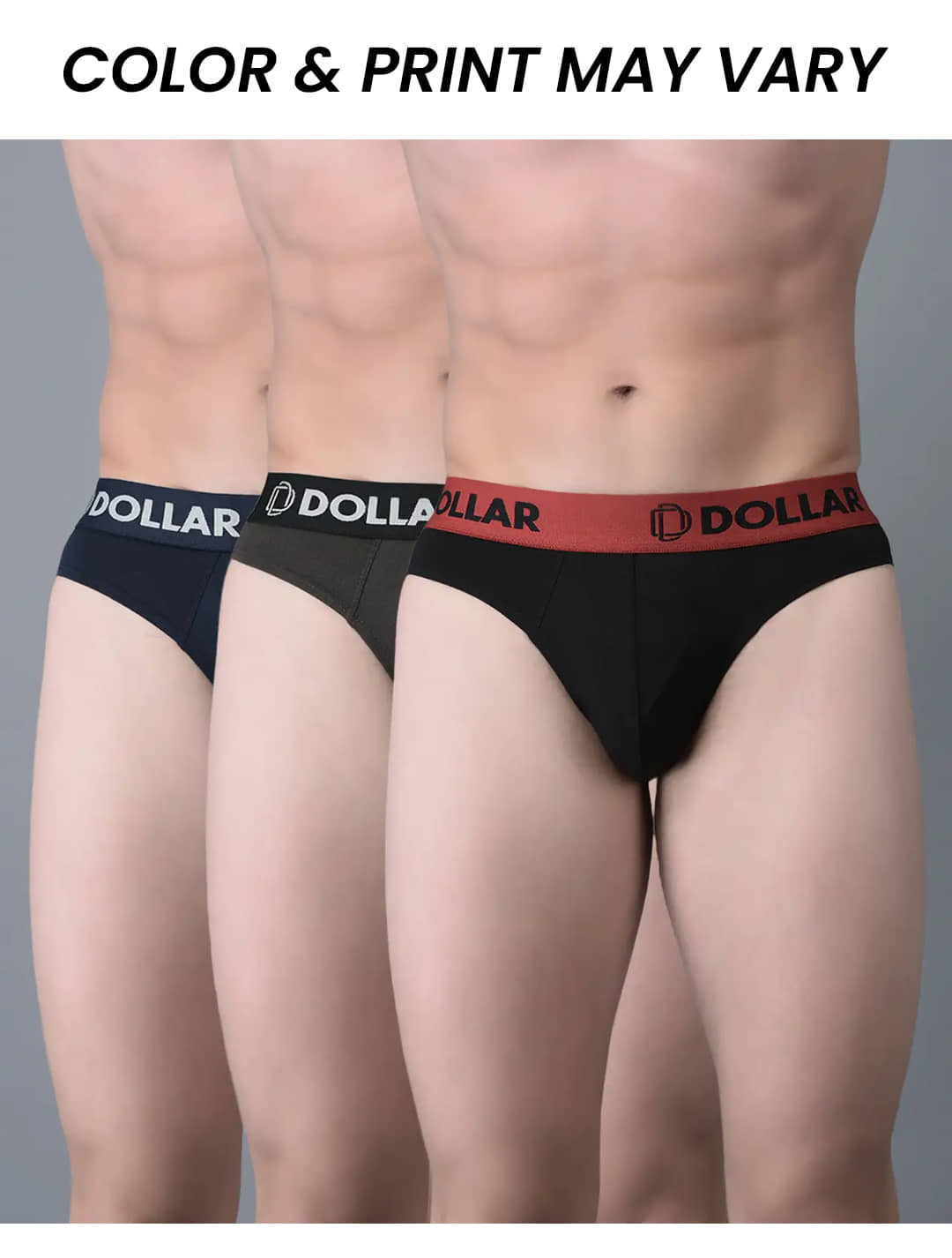 Dollar Bigboss Men's Pack of 3 Shuffle Intellisoft Cotton Spandex Solid Brief (Colour May Vary)