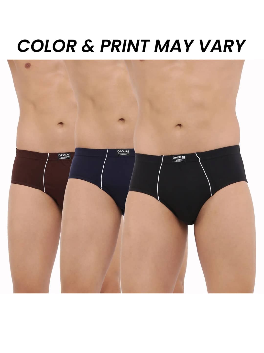 Dollar Bigboss Men's Pack of 3 Combed Cotton Solid Brief With Anti-Microbial Odour Control (Colour May Vary)