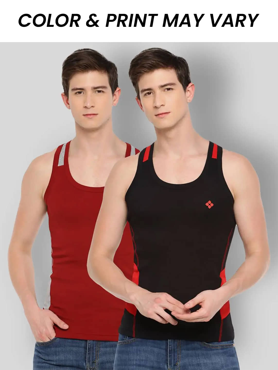 Dollar Bigboss Men's Pack of 2 Solid Combed Cotton Racerback Styled Gym Vest (Colour May Vary) - Nightwear & Loungewear | Buy online on ZillyBuy