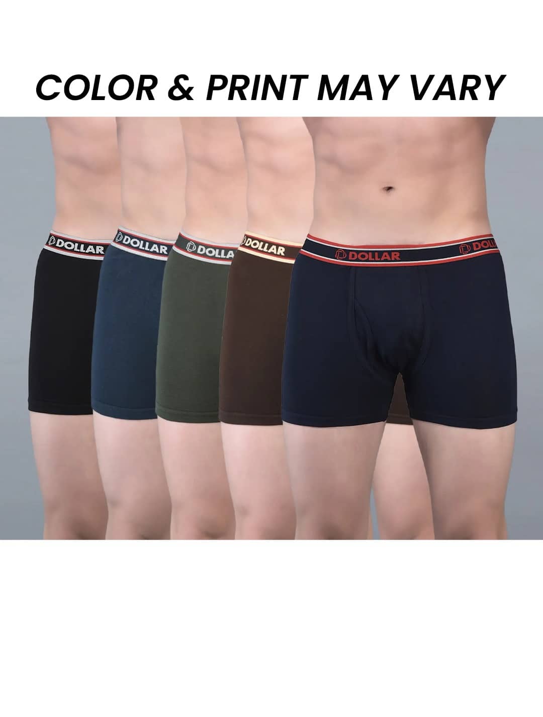 Dollar Bigboss Men's Pack of 5 Solid Combed Cotton Classy Trunk With Fly Front Access (Colour May Vary)