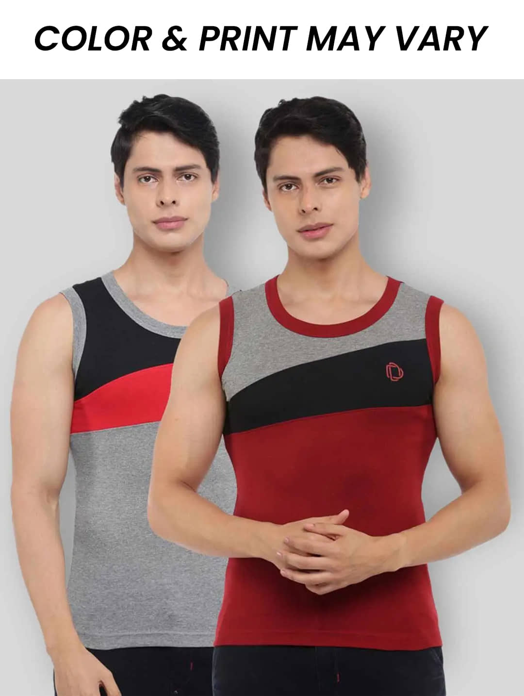 Dollar Bigboss Men's Pack of 2 Solid Combed Cotton Racerback Styled Gym Vest (Colour May Vary) - Nightwear & Loungewear | Buy online on ZillyBuy