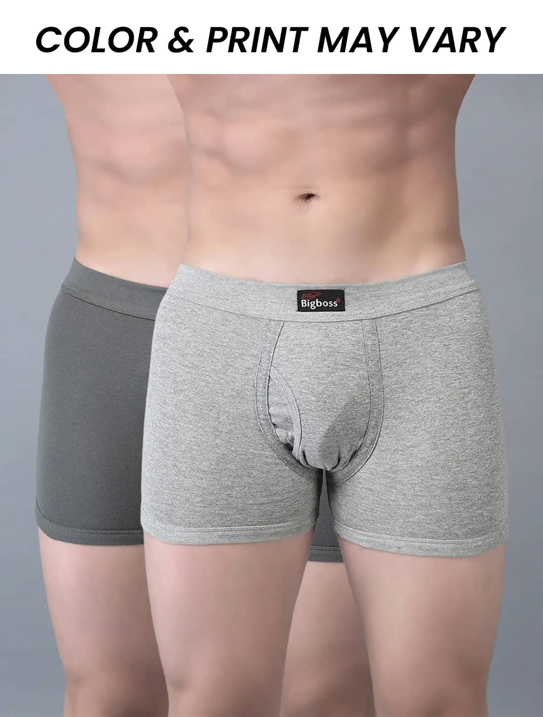 Dollar Bigboss Men's Pack of 2 Solid 100% Cotton Trunk With Spandex Integrated Waistband (Colour May Vary)