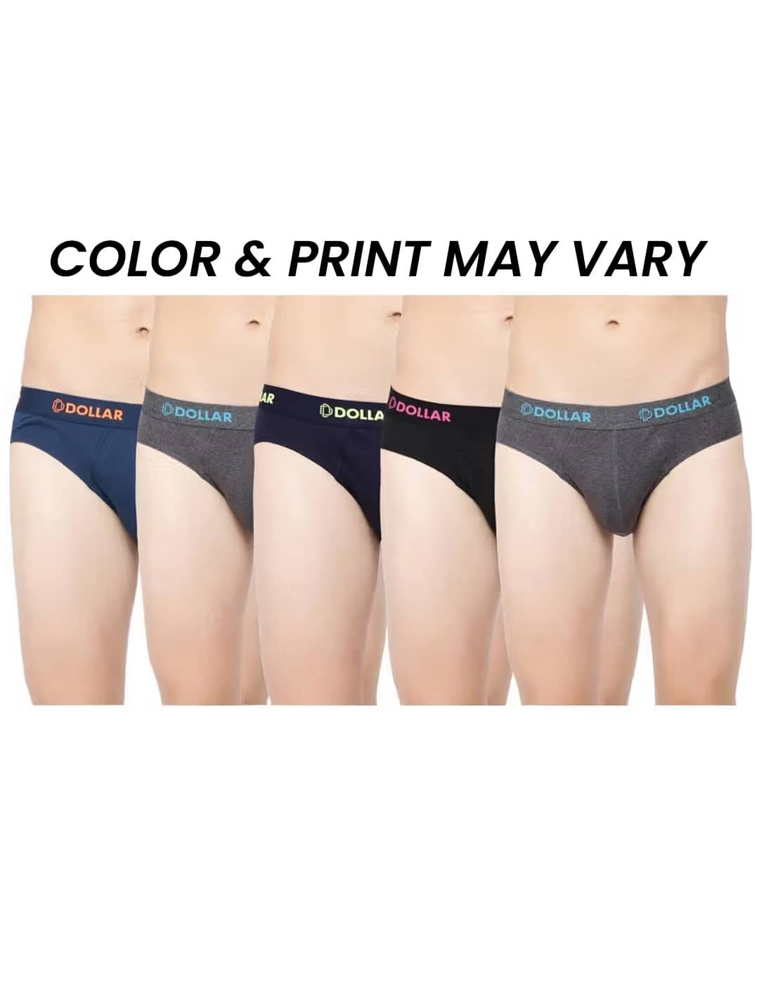 Dollar Bigboss Men's Pack of 5 Cotton Superior Snug Fit Solid Brief (Colour May Vary)