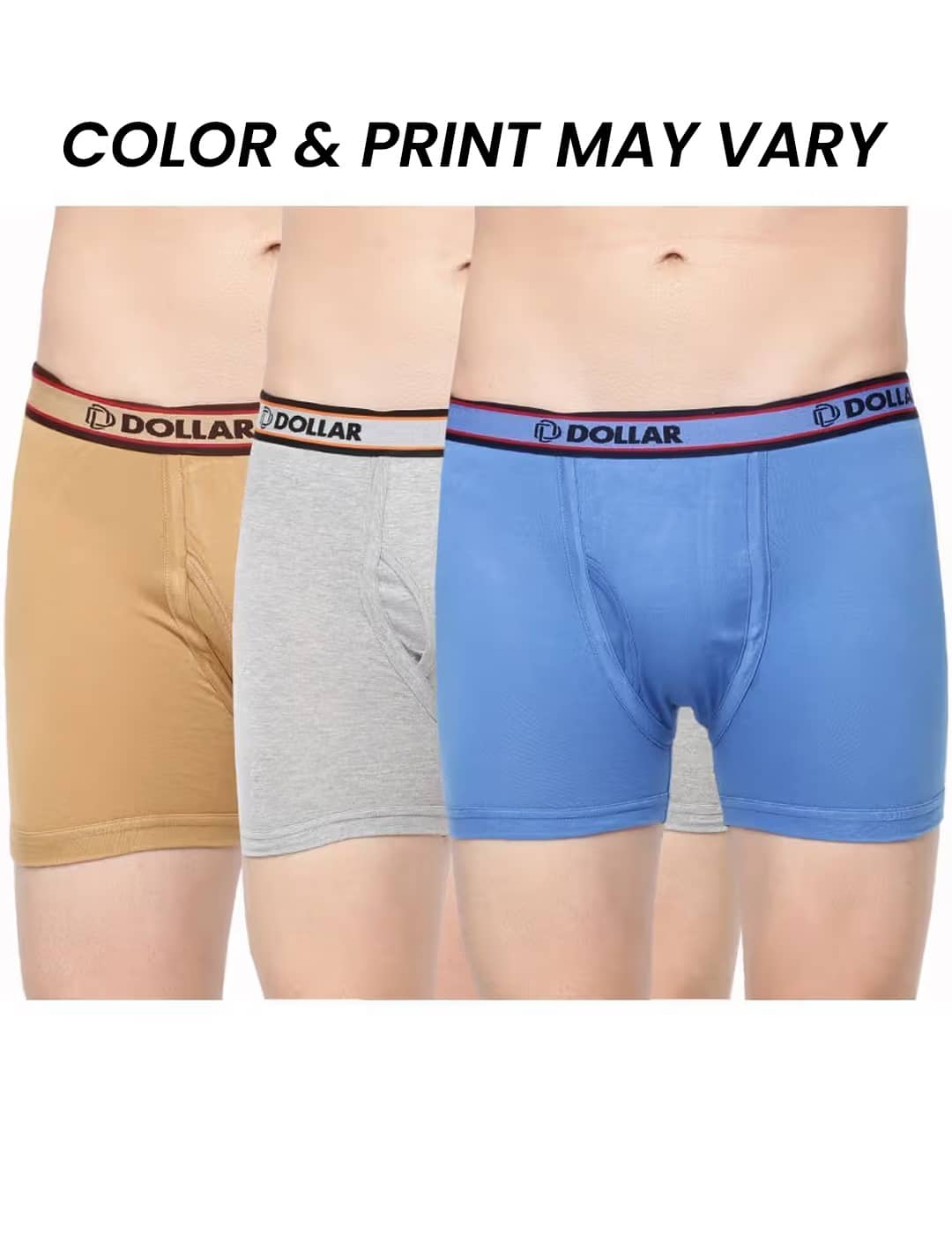Dollar Bigboss Men's Pack of 3 Solid Combed Cotton Classy Trunk With Fly Front Access (Colour May Vary)