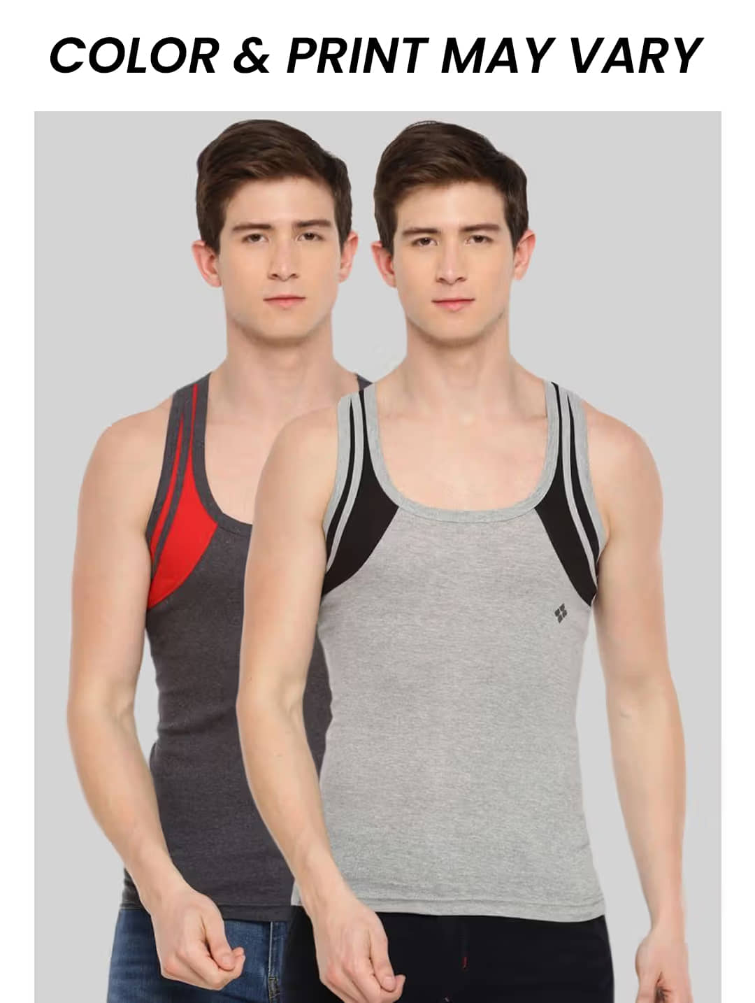 Dollar Bigboss Men's Pack of 2 Solid Combed Cotton Racerback Styled Gym Vest (Colour May Vary) - Nightwear & Loungewear | Buy online on ZillyBuy
