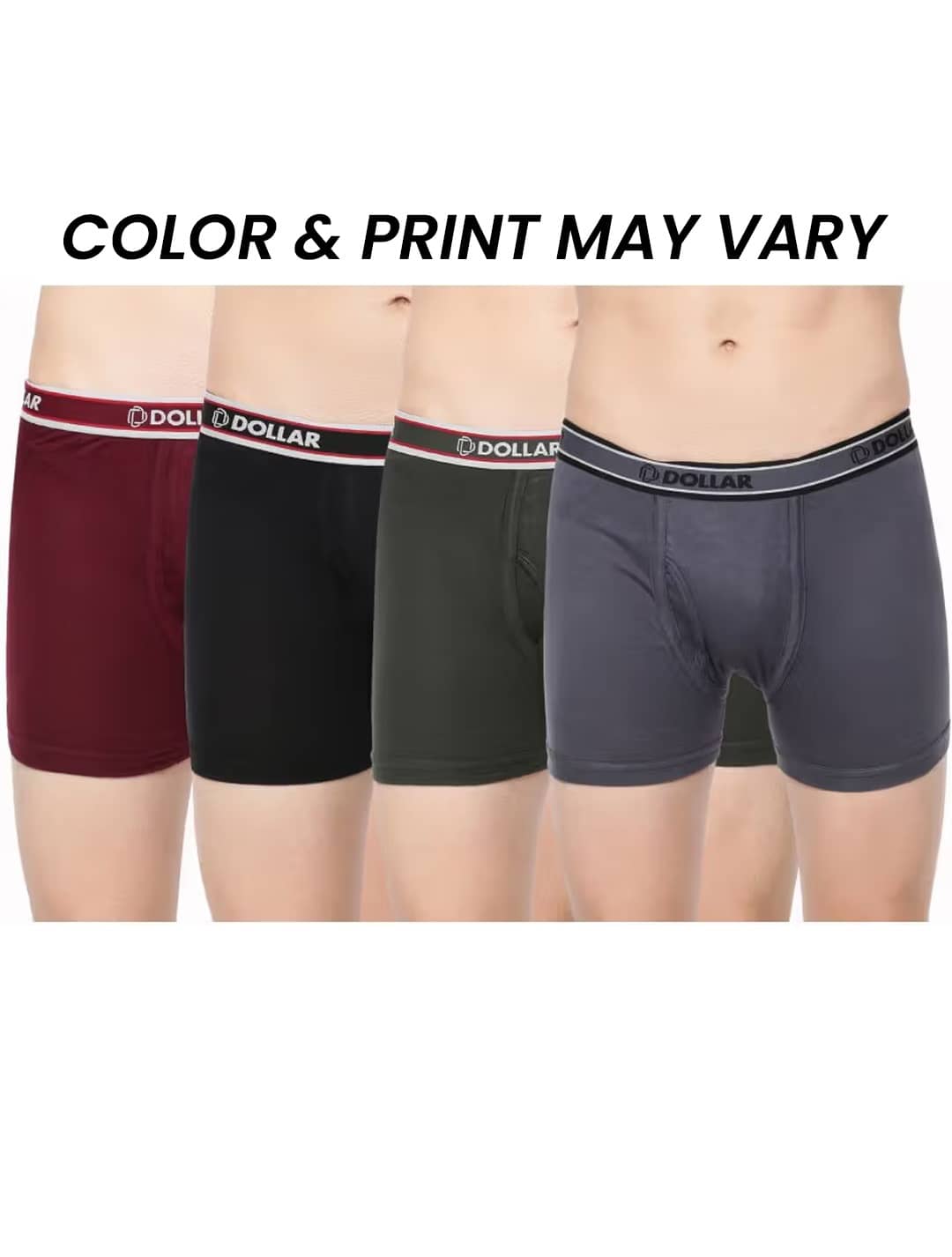 Dollar Bigboss Men's Pack of 4 Solid Combed Cotton Interlock Trunk (Colour May Vary)