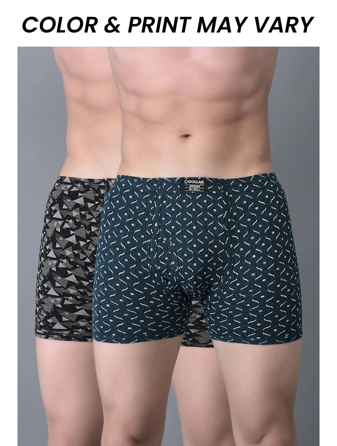 Dollar Bigboss Men's Pack of 2 Soft Combed Cotton Printed Trunk (Colour May Vary)