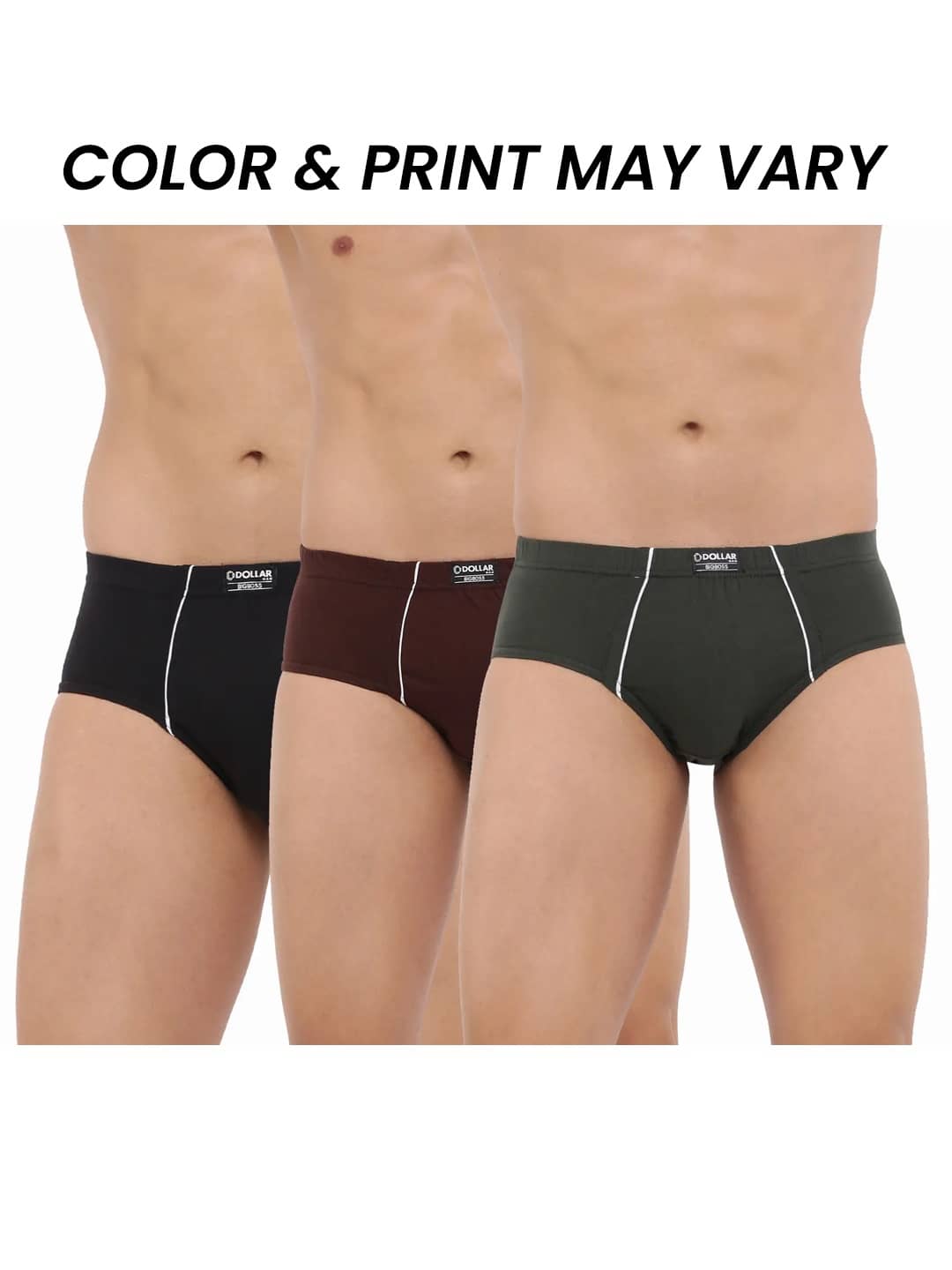 Dollar Bigboss Men's Pack of 3 Combed Cotton Solid Brief With Anti-Microbial Odour Control (Colour May Vary)