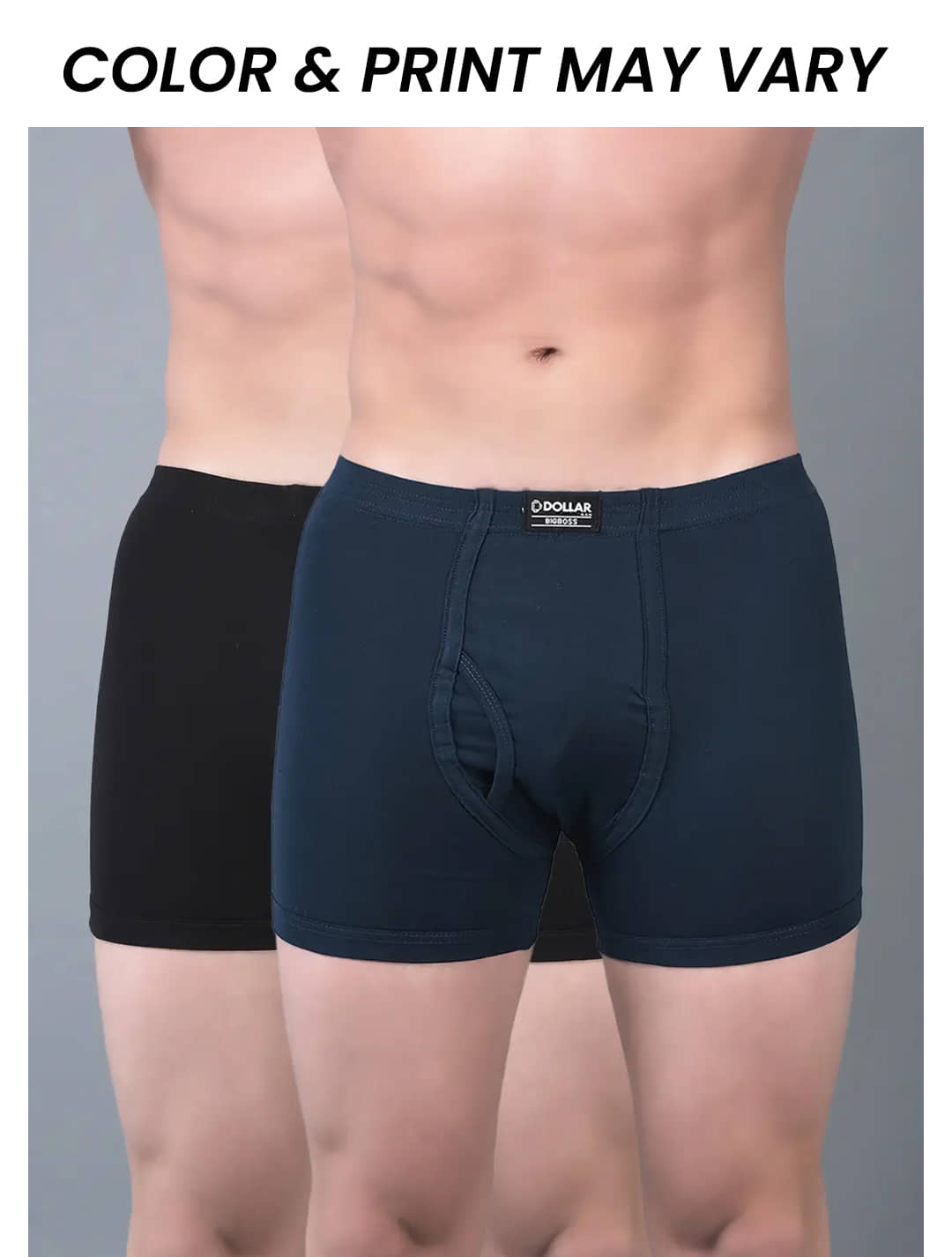 Dollar Bigboss Men's Pack of 2 Solid Combed Cotton Trunk With Plush-Backed Waistband (Colour May Vary)