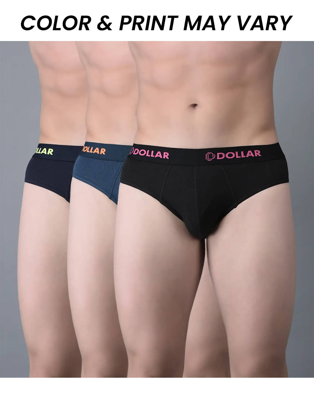     			Dollar Bigboss Men's Pack of 3 Cotton Superior Snug Fit Solid Brief (Colour May Vary)