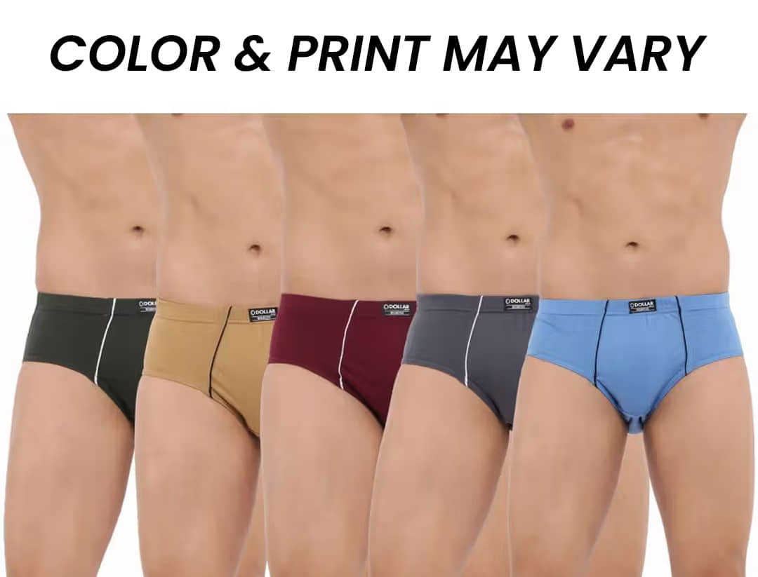Dollar Bigboss Men's Pack of 5 Combed Cotton Solid Brief With Anti-Microbial Odour Control (Colour May Vary)