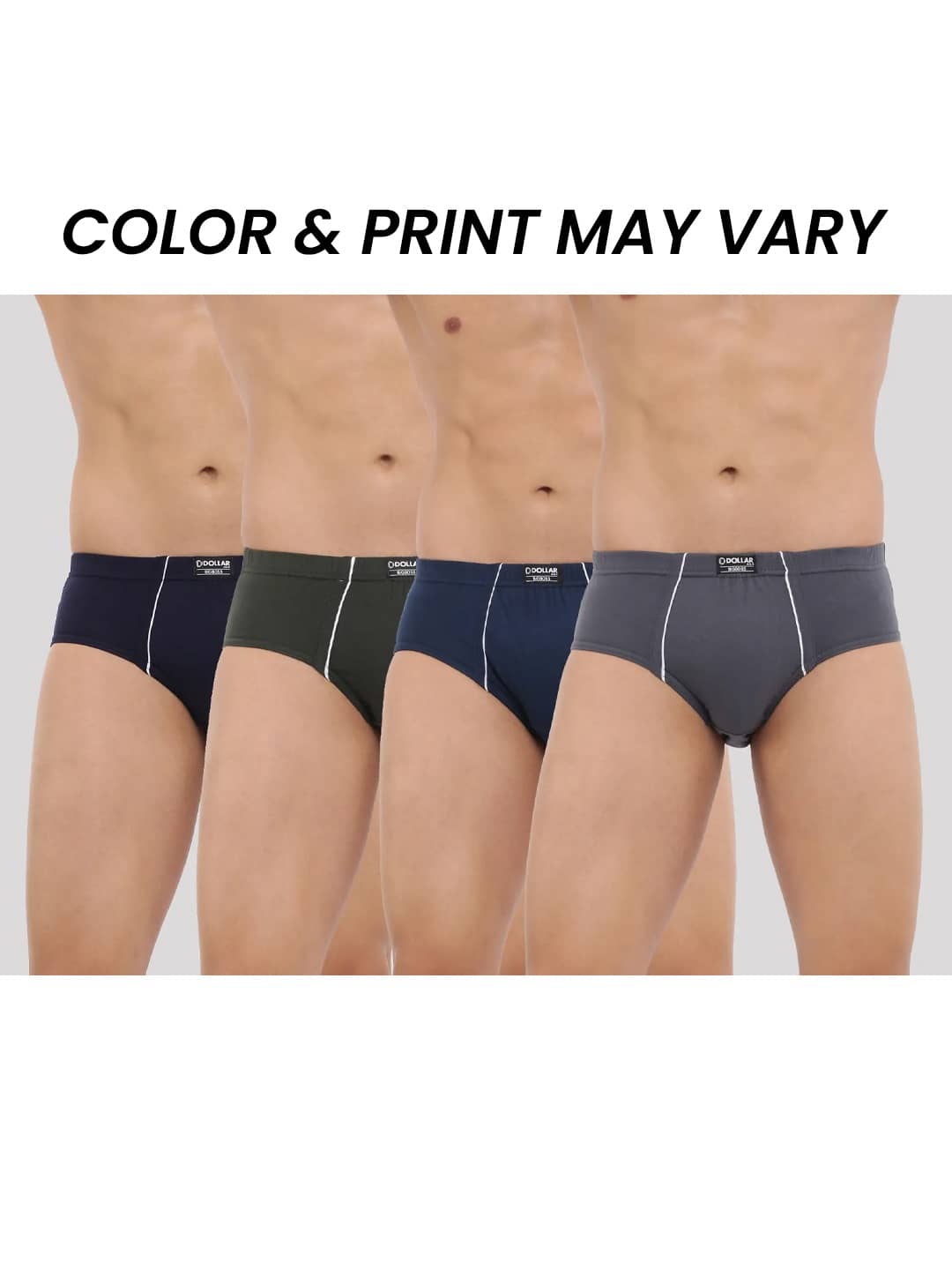Dollar Bigboss Men's Pack of 4 Combed Cotton Solid Brief With Anti-Microbial Odour Control (Colour May Vary)