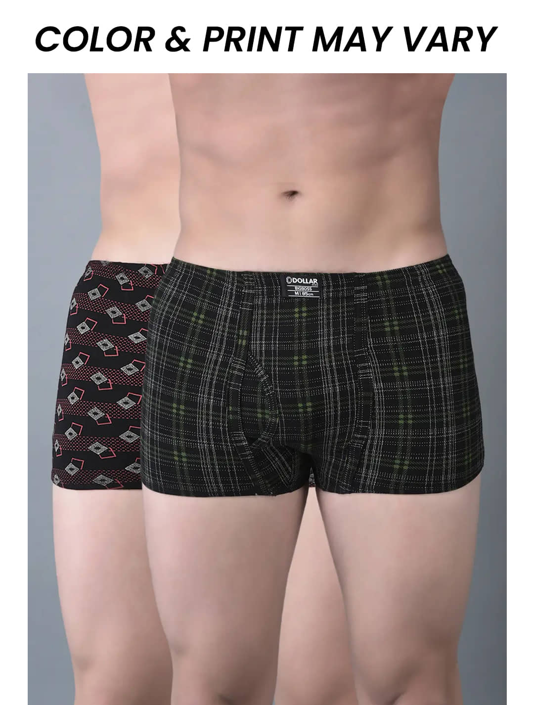 Dollar Bigboss Men's Pack of 2 Soft Combed Cotton Printed Trunk (Colour May Vary)