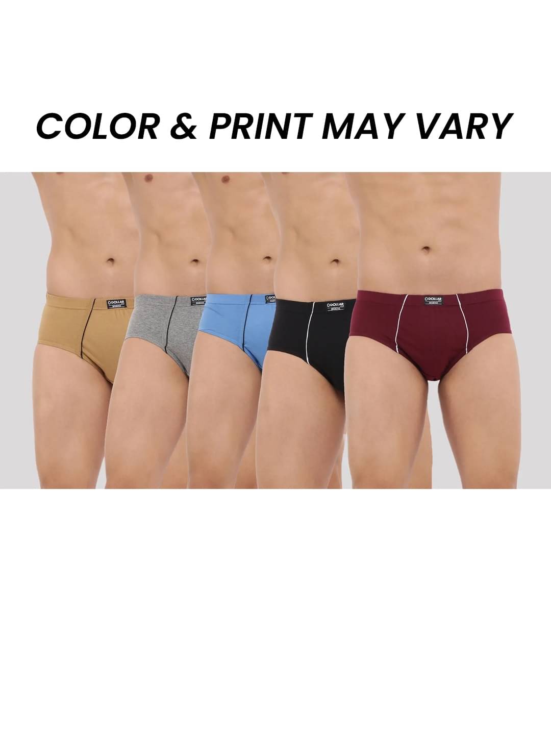     			Dollar Bigboss Men's Pack of 5 Combed Cotton Solid Brief With Anti-Microbial Odour Control (Colour May Vary)