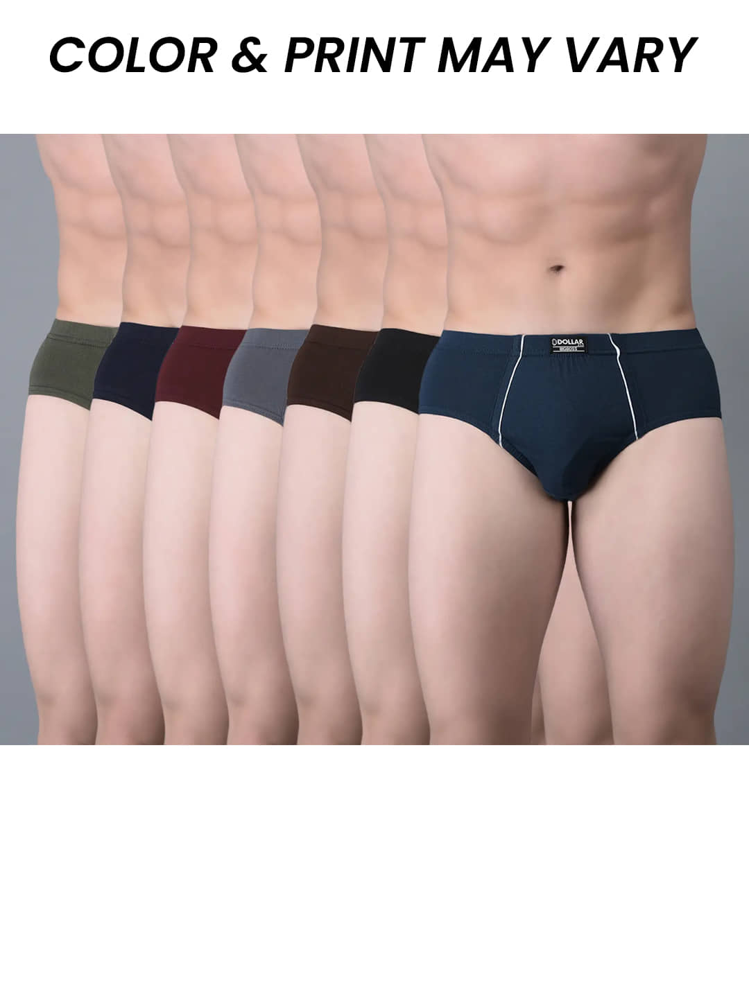Dollar Bigboss Men's Pack of 7 Combed Cotton Solid Brief With Anti-Microbial Odour Control (Colour May Vary)