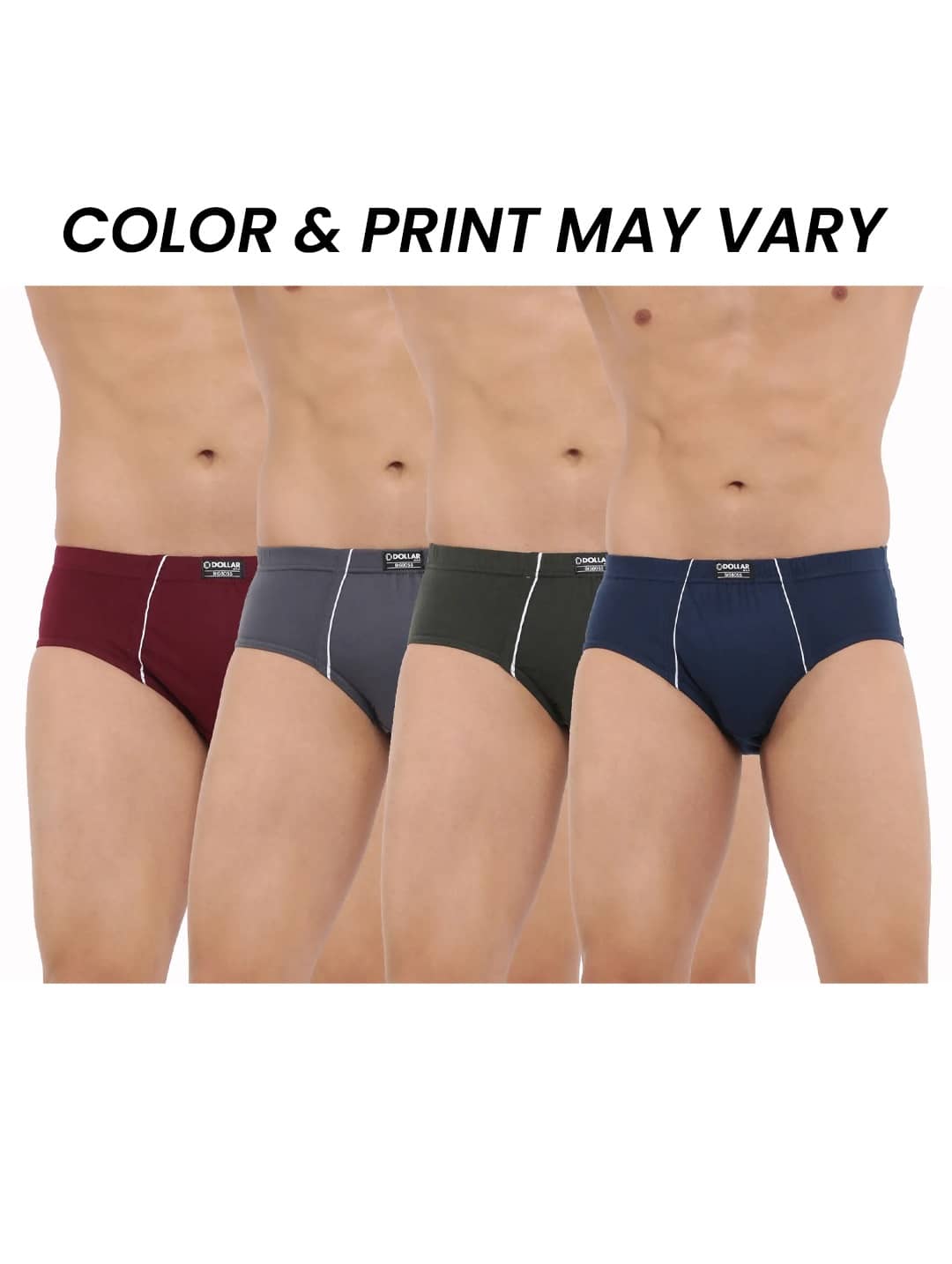 Dollar Bigboss Men's Pack of 4 Combed Cotton Solid Brief With Anti-Microbial Odour Control (Colour May Vary)