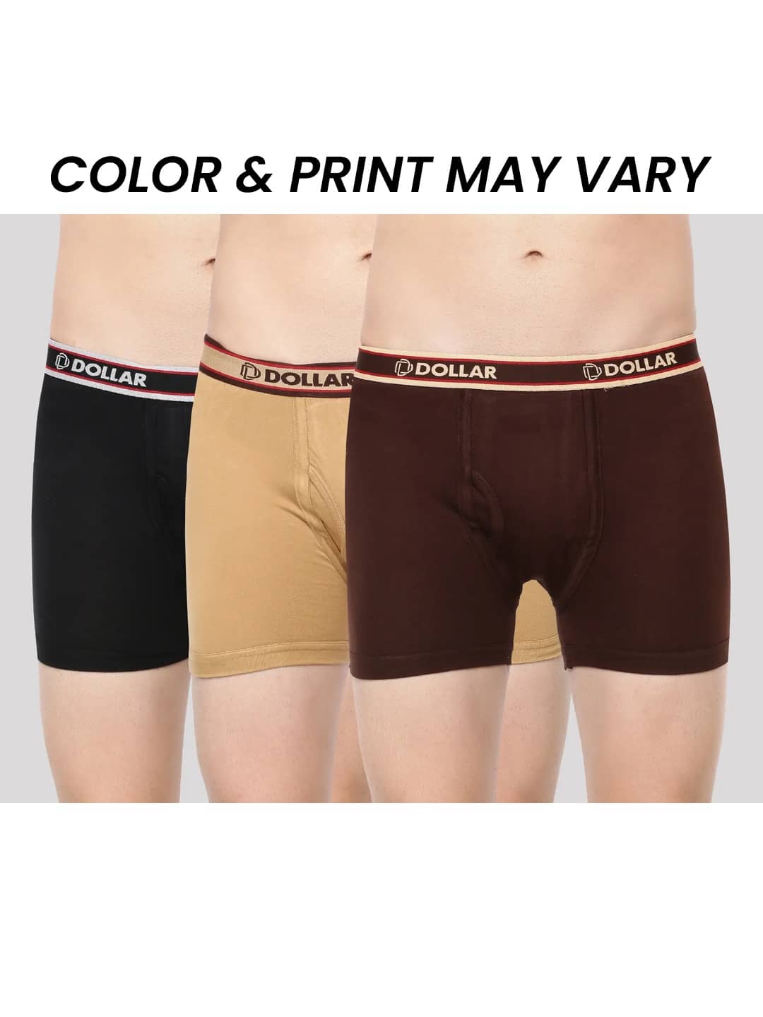 Dollar Bigboss Men's Pack of 3 Solid Combed Cotton Classy Trunk With Fly Front Access (Colour May Vary)