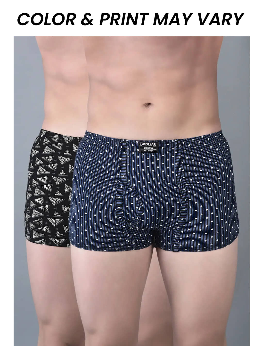 Dollar Bigboss Men's Pack of 2 Soft Combed Cotton Printed Trunk (Colour May Vary)