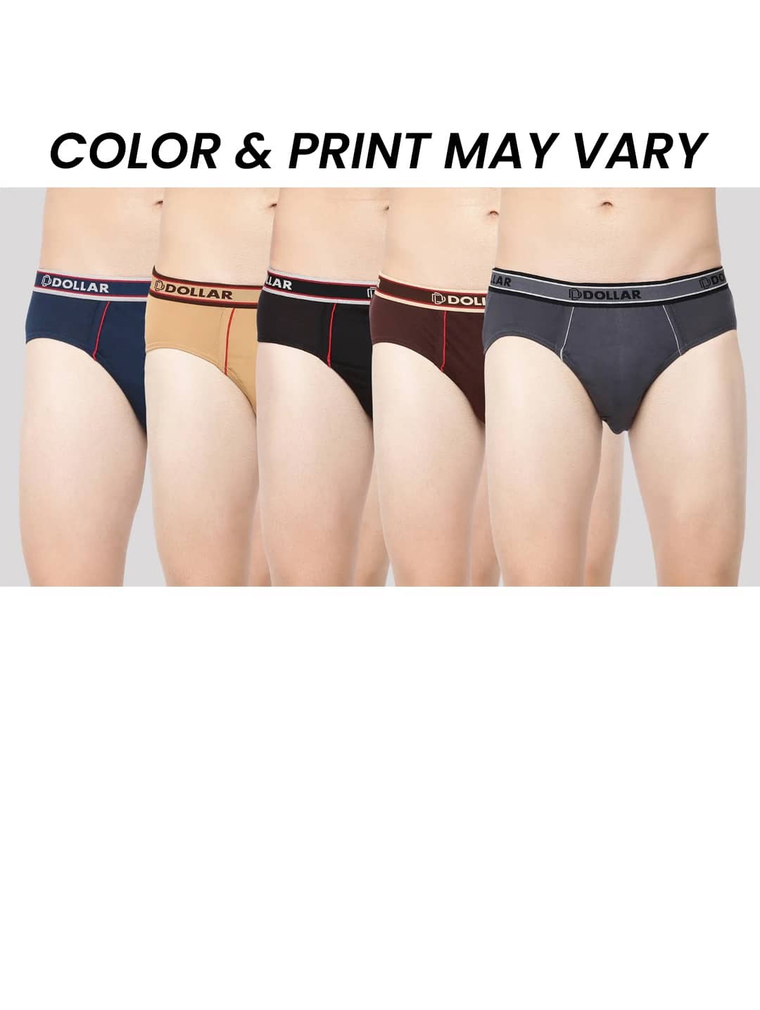 Dollar Bigboss Men's Pack of 5 Combed Cotton Solid Brief With Anti-Microbial Odour Control (Colour May Vary)