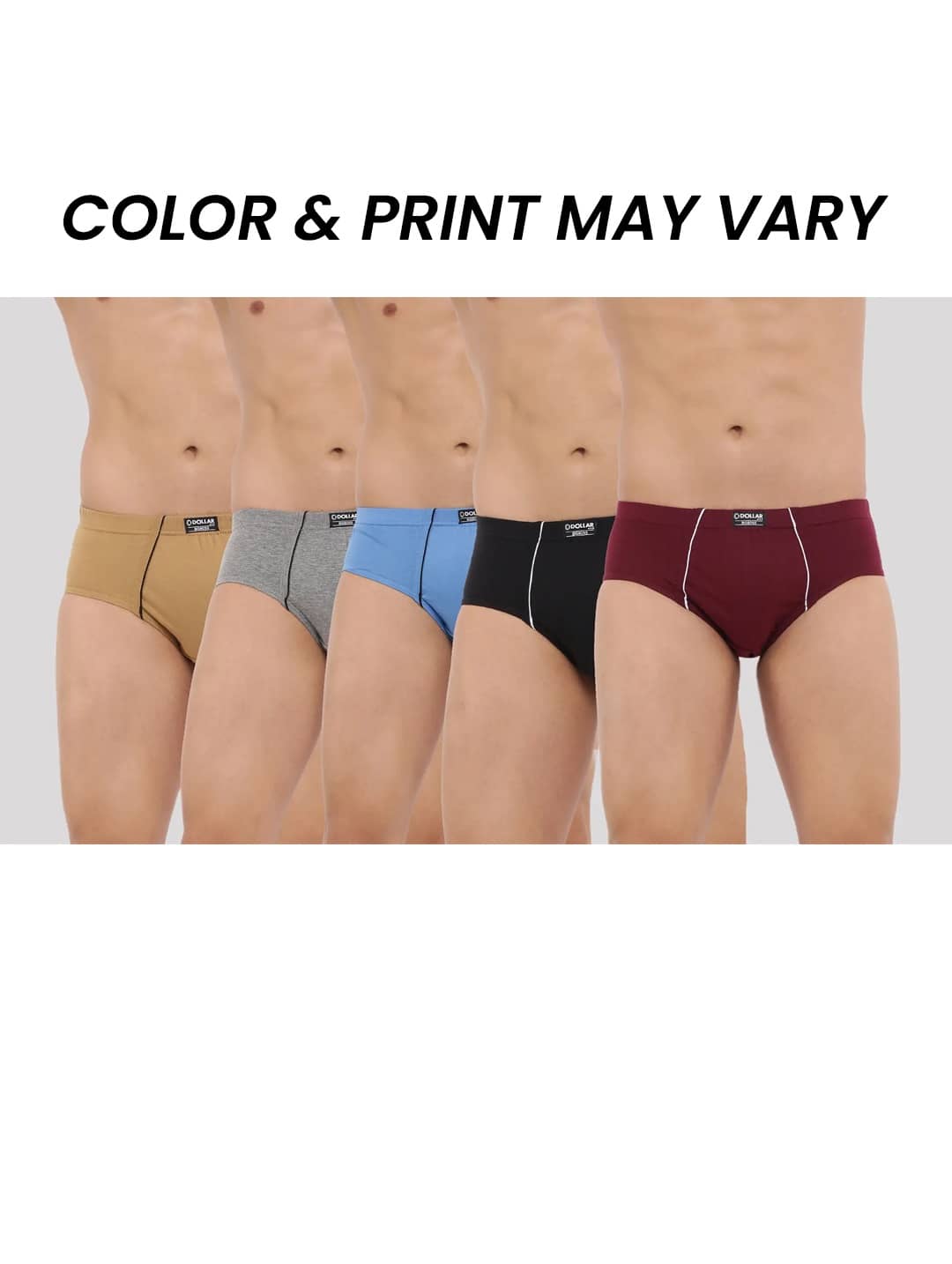 Dollar Bigboss Men's Pack of 5 Combed Cotton Solid Brief With Anti-Microbial Odour Control (Colour May Vary)