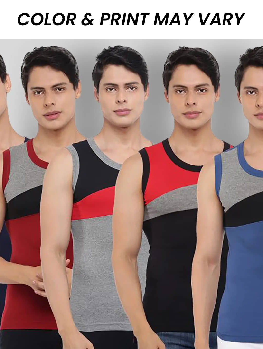 Dollar Bigboss Men's Pack of 5 Solid Combed Cotton Racerback Styled Gym Vest (Colour May Vary) - Nightwear & Loungewear | Buy online on ZillyBuy