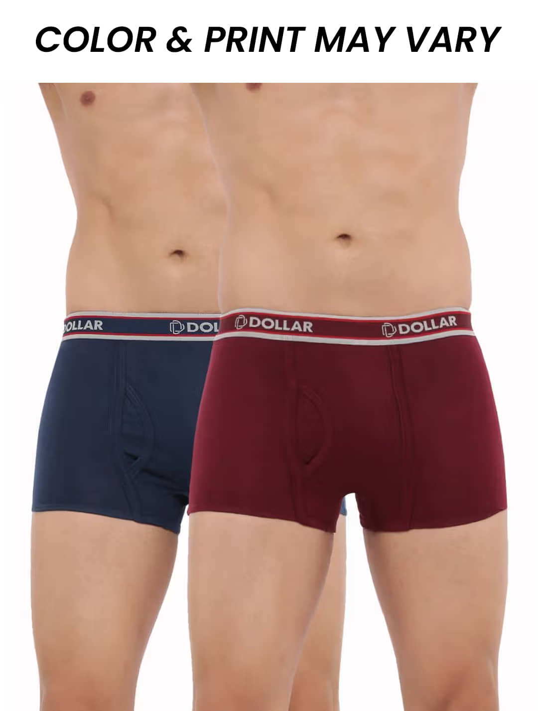 Dollar Bigboss Men's Pack of 2 Solid Combed Cotton Trunk With Double Pouch Support (Colour May Vary)