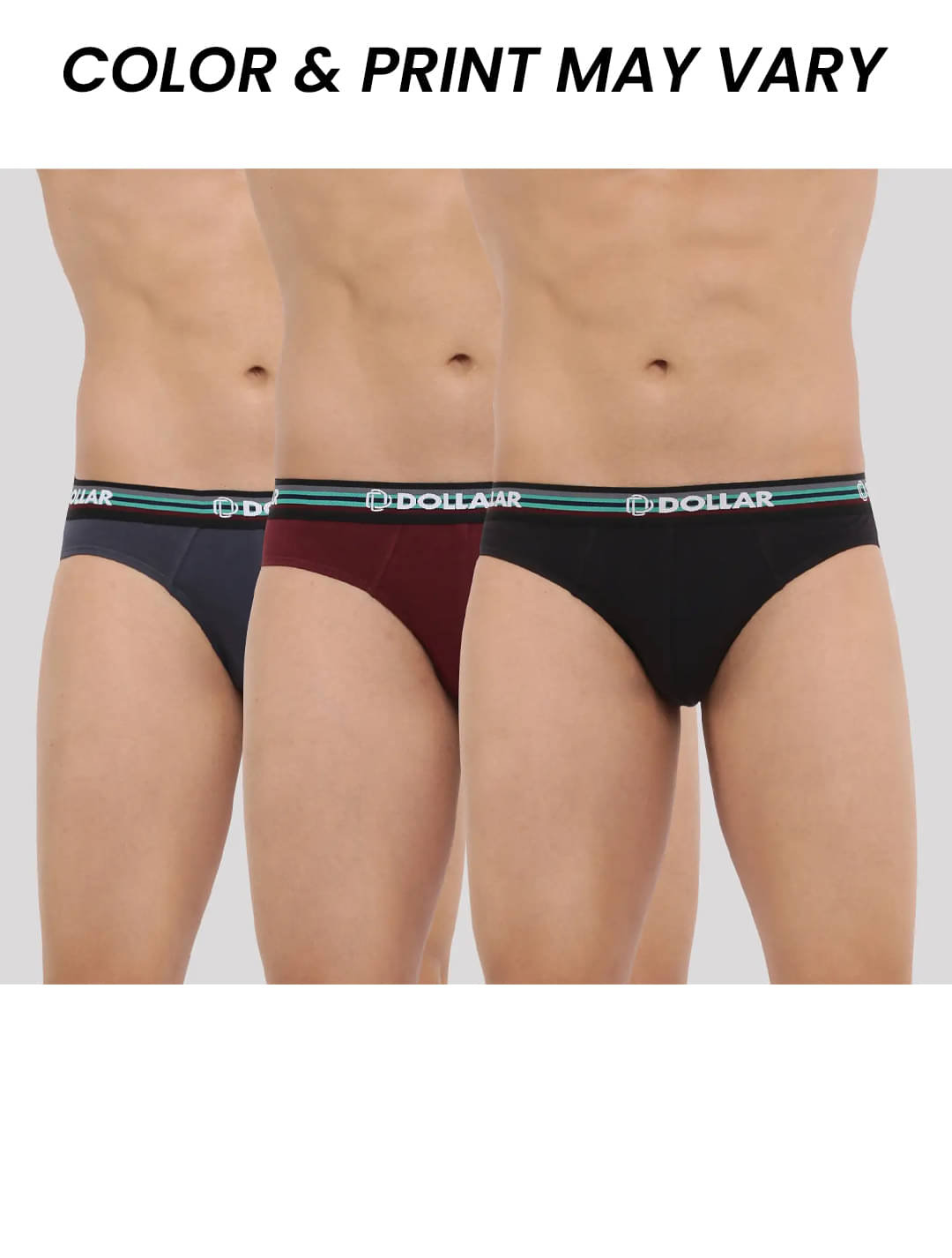     			Dollar Bigboss Men's Pack of 3 Shuffle Intellisoft Cotton Spandex Solid Brief (Colour May Vary)