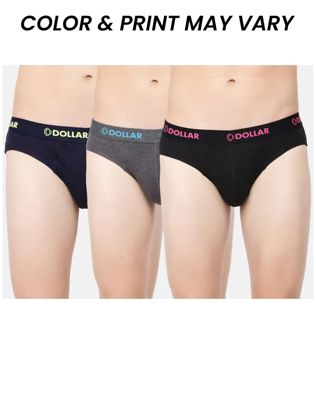 Dollar Bigboss Men's Pack of 3 Cotton Superior Snug Fit Solid Brief (Colour May Vary)