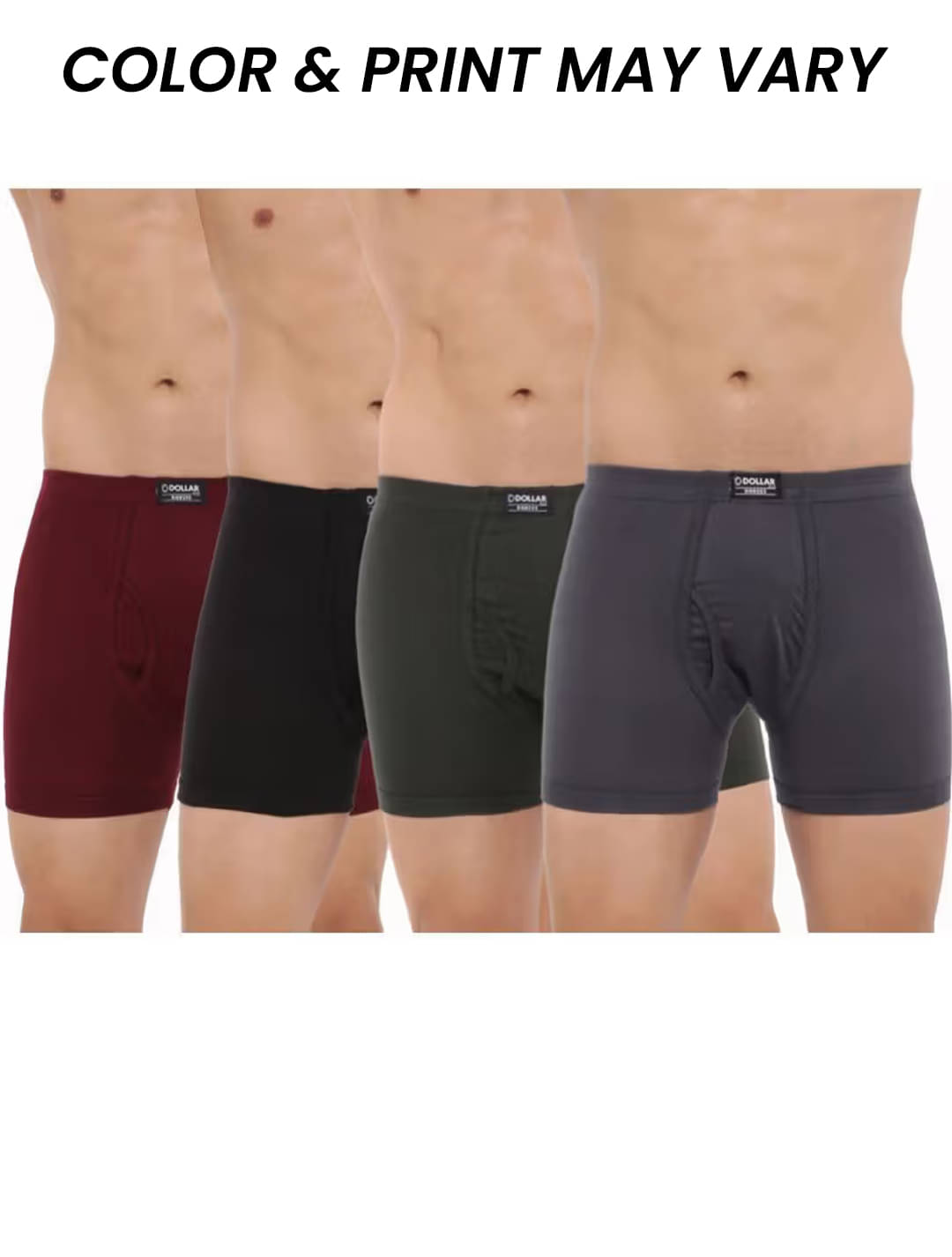 Dollar Bigboss Men's Pack of 4 Solid Combed Cotton Trunk With Plush-Backed Waistband (Colour May Vary) Dollar Bigboss Men's Pack of 4 Solid Combed Cotton Trunk With Plush-Backed Waistband (Colour May Vary)