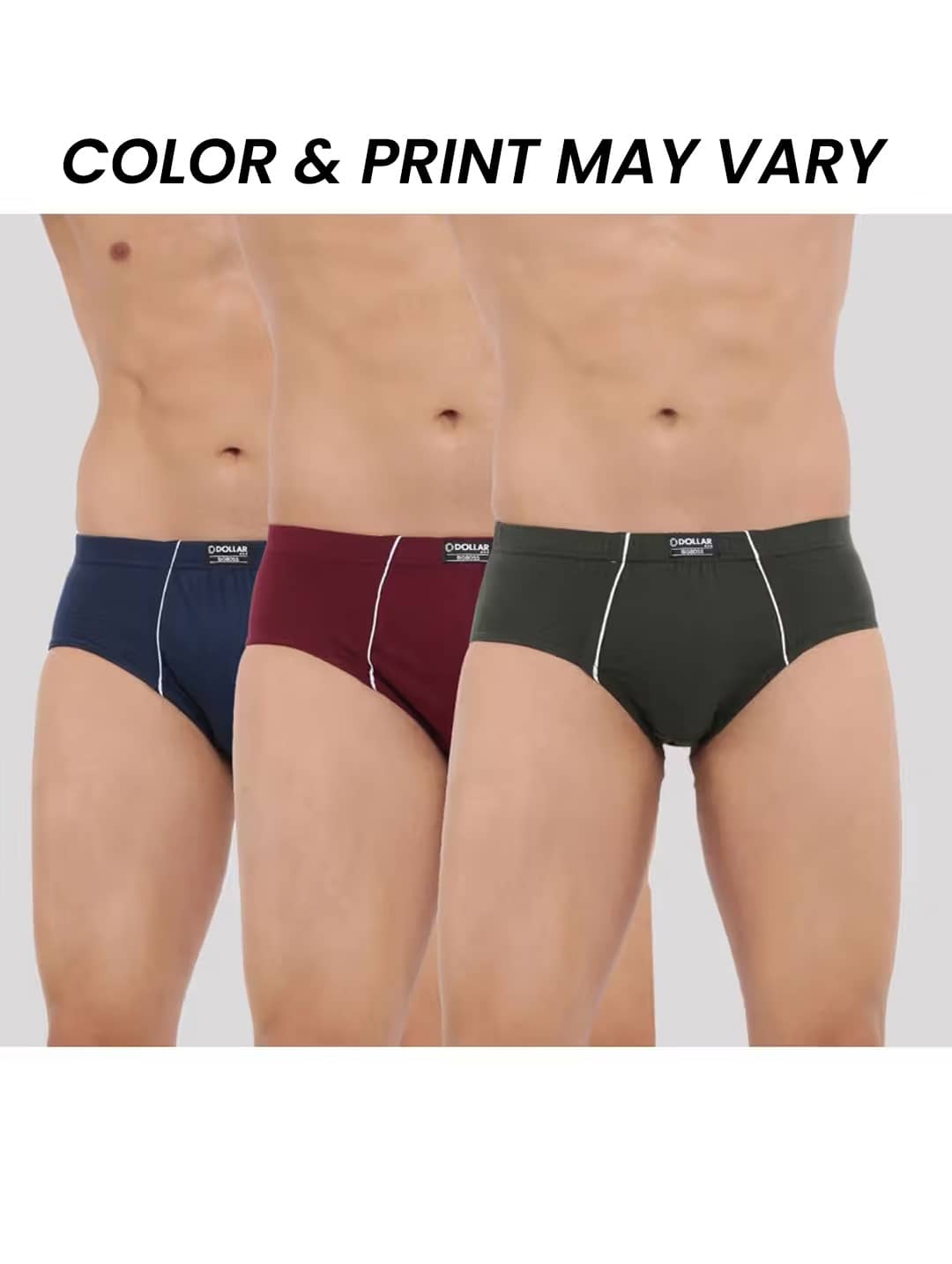 Dollar Bigboss Men's Pack of 3 Combed Cotton Solid Brief With Anti-Microbial Odour Control (Colour May Vary)