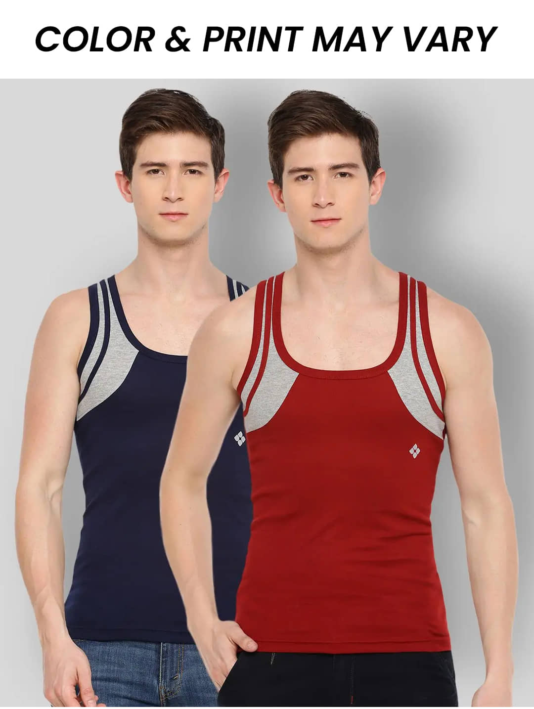 Dollar Bigboss Men's Pack of 2 Solid Combed Cotton Racerback Styled Gym Vest (Colour May Vary) - Nightwear & Loungewear | Buy online on ZillyBuy