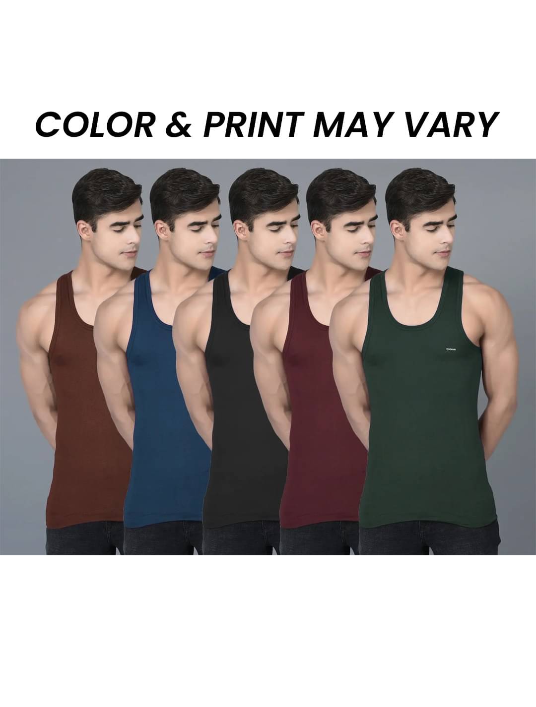     			Dollar Bigboss Men's Pack of 5 Solid Combed Cotton Shrinkless Vest (Colour May Vary)
