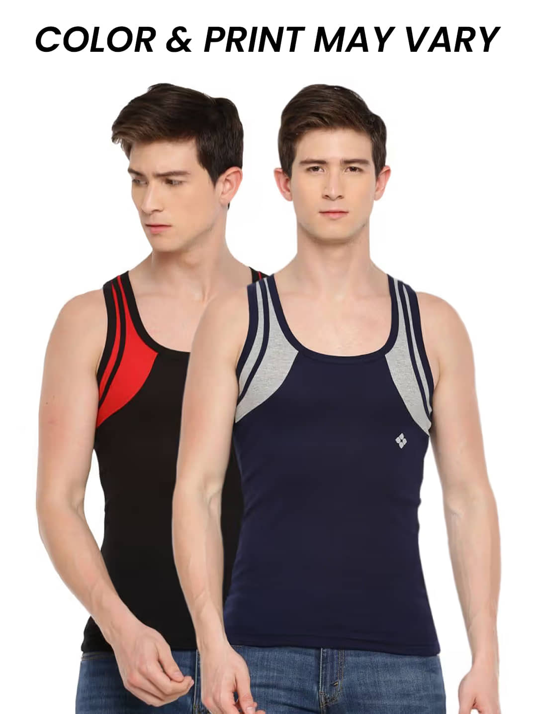 Dollar Bigboss Men's Pack of 2 Solid Combed Cotton Racerback Styled Gym Vest (Colour May Vary) - Nightwear & Loungewear | Buy online on ZillyBuy