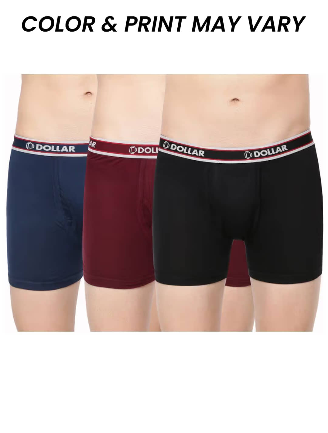 Dollar Bigboss Men's Pack of 3 Solid Combed Cotton Classy Trunk With Fly Front Access (Colour May Vary)