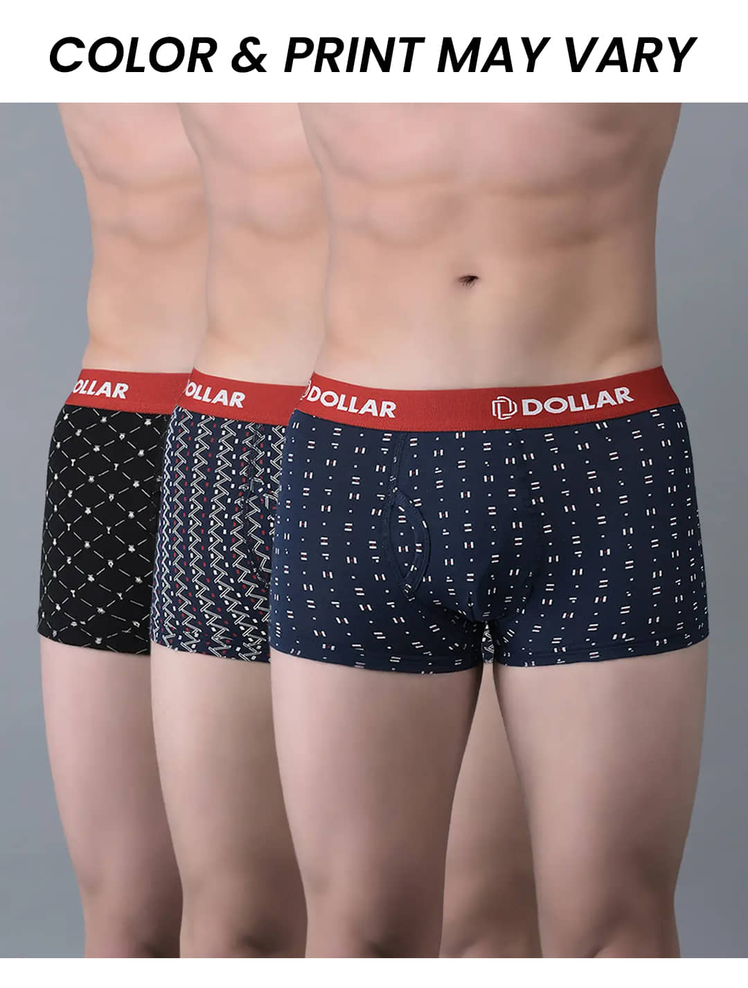 Dollar Bigboss Men's Pack of 3 Combed Cotton Printed Trunk (Colour May Vary)