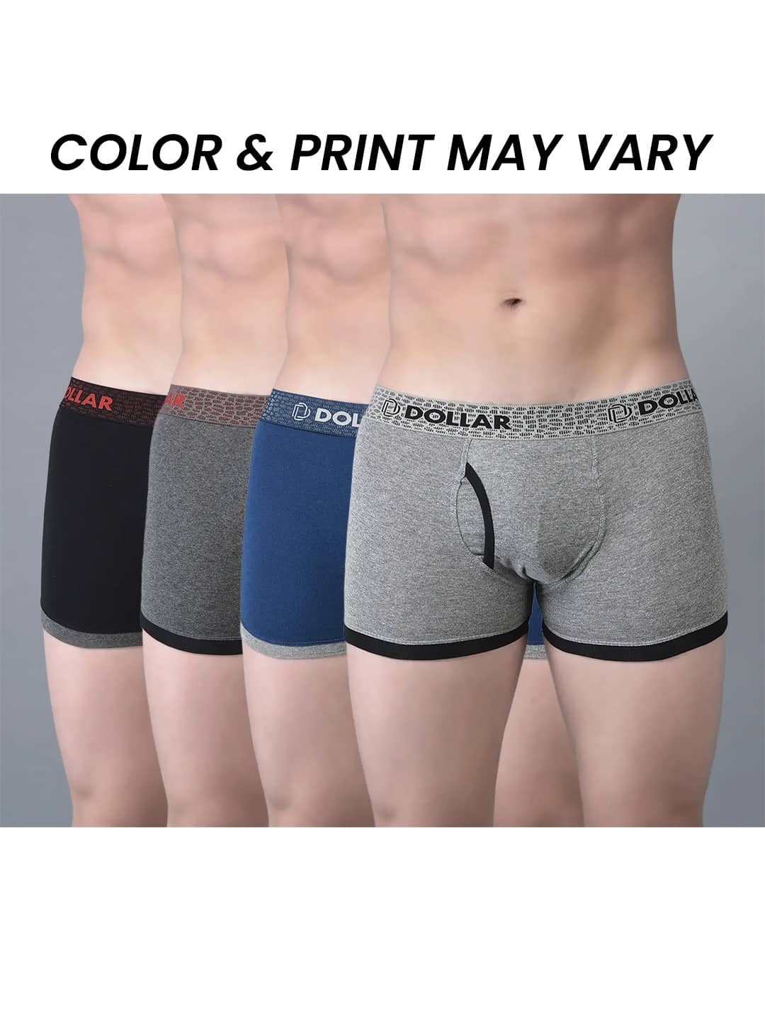 Dollar Bigboss Men's Pack of 4 Solid Combed Cotton Trunk With Contoured Pouch Support (Colour May Vary)