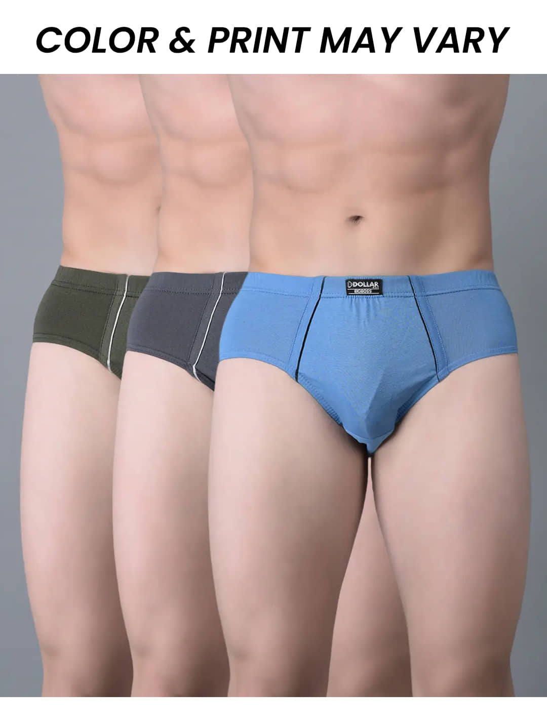 Dollar Bigboss Men's Pack of 3 Combed Cotton Solid Brief With Anti-Microbial Odour Control (Colour May Vary)