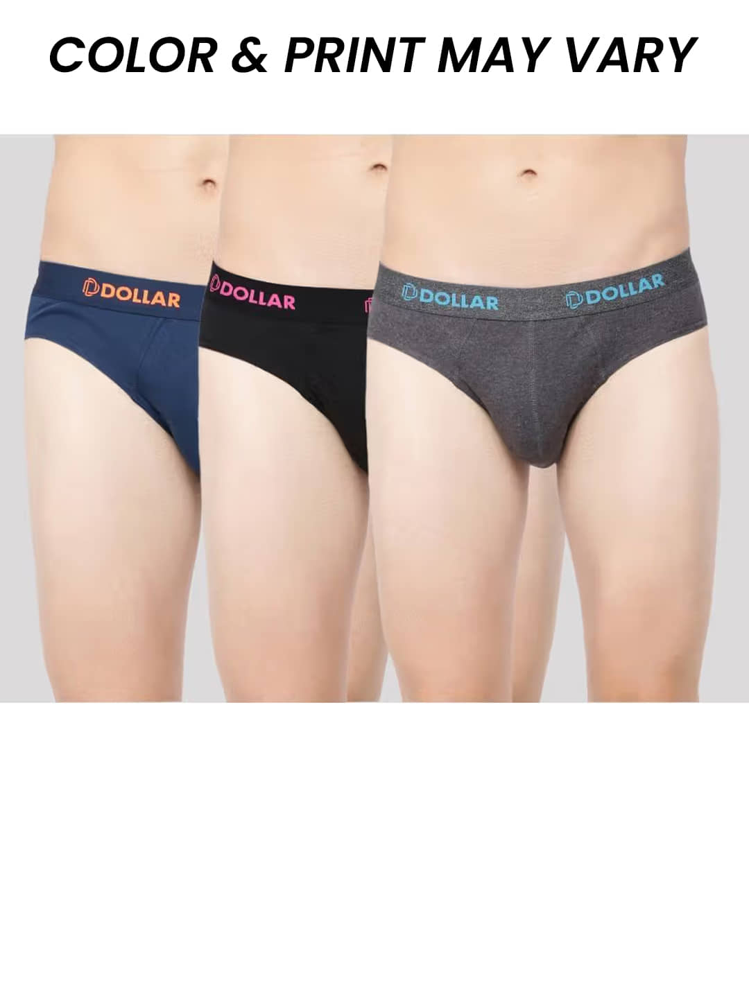 Dollar Bigboss Men's Pack of 3 Cotton Superior Snug Fit Solid Brief (Colour May Vary)